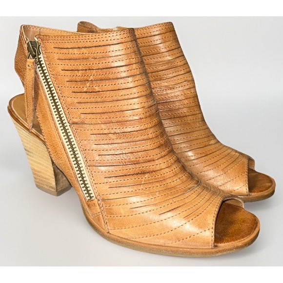 Paul Green Shoes - Paul Green Cayenne Peep Toe Slingback Bootie Sandals Toffee Brown Size 6
